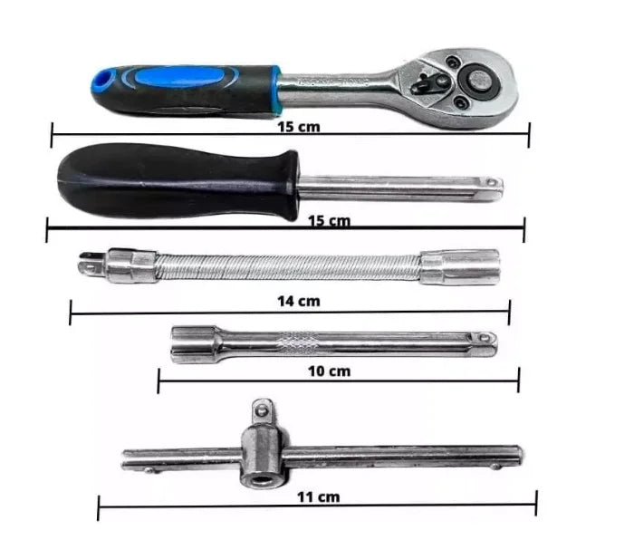 Kit Completo de Ferramentas com Soquetes Reversíveis - 46 Peças