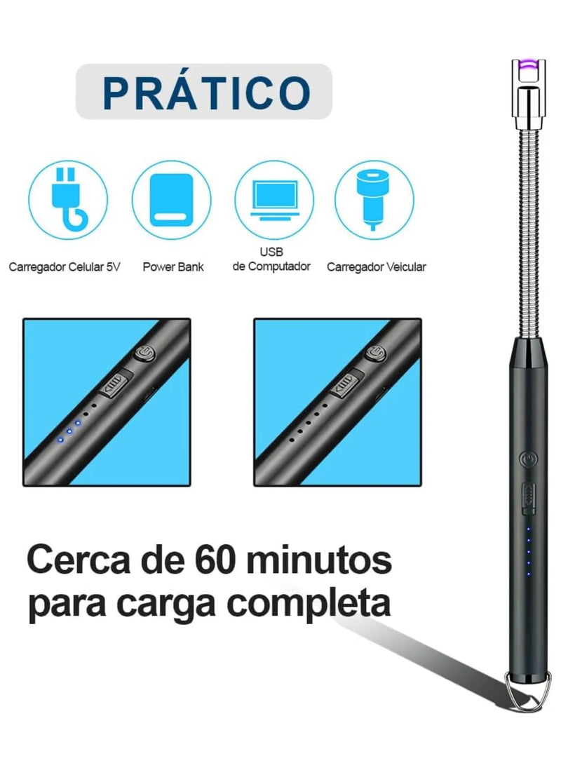 Acendedor Elétrico Recarregável USB