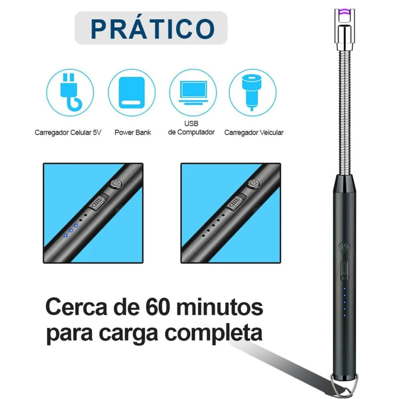 Acendedor Elétrico Recarregável USB