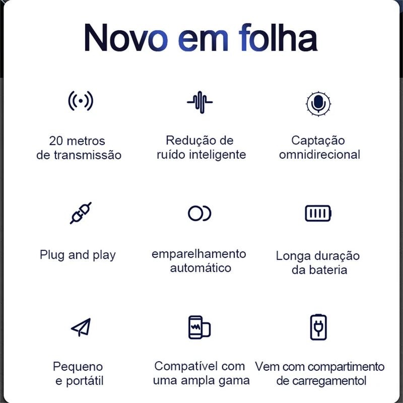 SX960 Microfone Portátil Sem Fio com Caixa de Carregamento