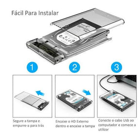 Capa Externa para HD 2.5 USB Notebook 3.0 compatível com PS4, Xbox One e PC 6Gbps - desconto mania